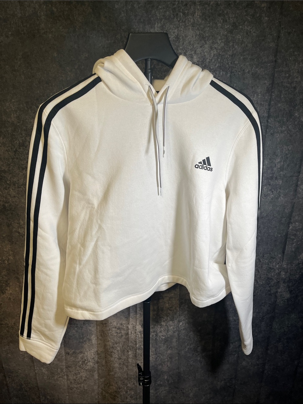 adidas White Hoodie with Black Stripes